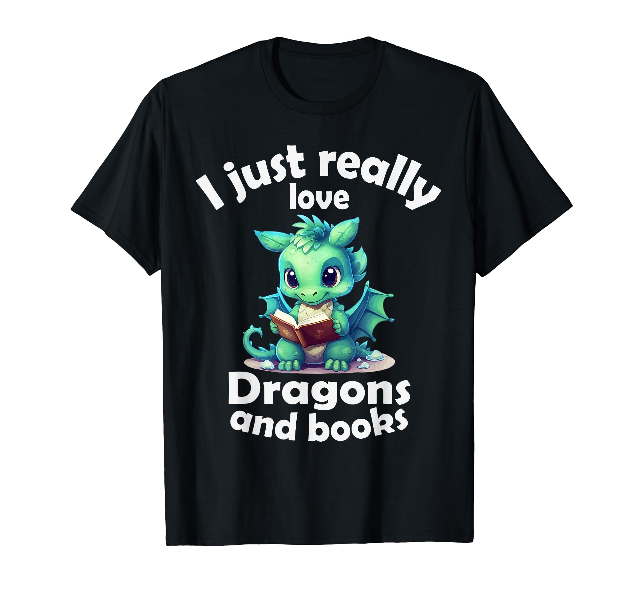 I Just Really Love Dragons And Books T-Shirt - Minimalist Print for Adults - T-Shirt, Sweatshirt, Hoodie
