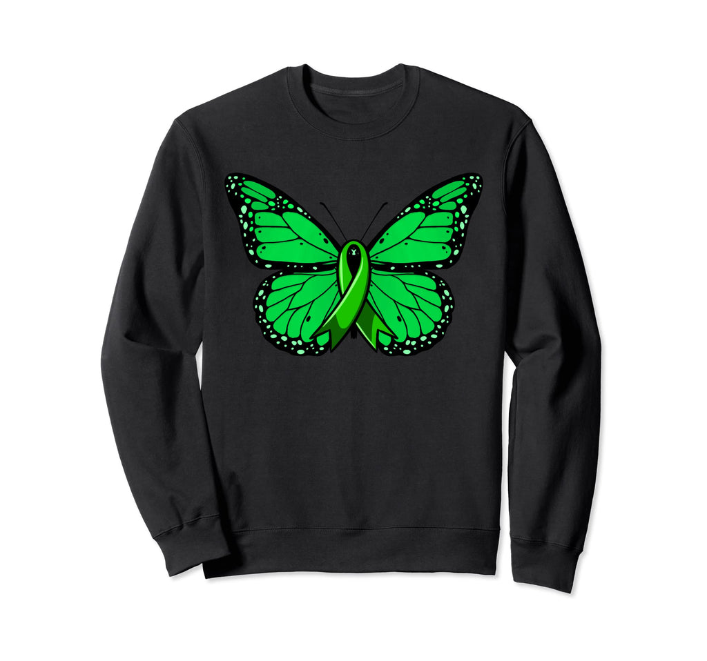 Green Ribbon Butterfly Womens Sweatshirt - Unique Graphic for Adults - T-Shirt, Sweatshirt, Hoodie