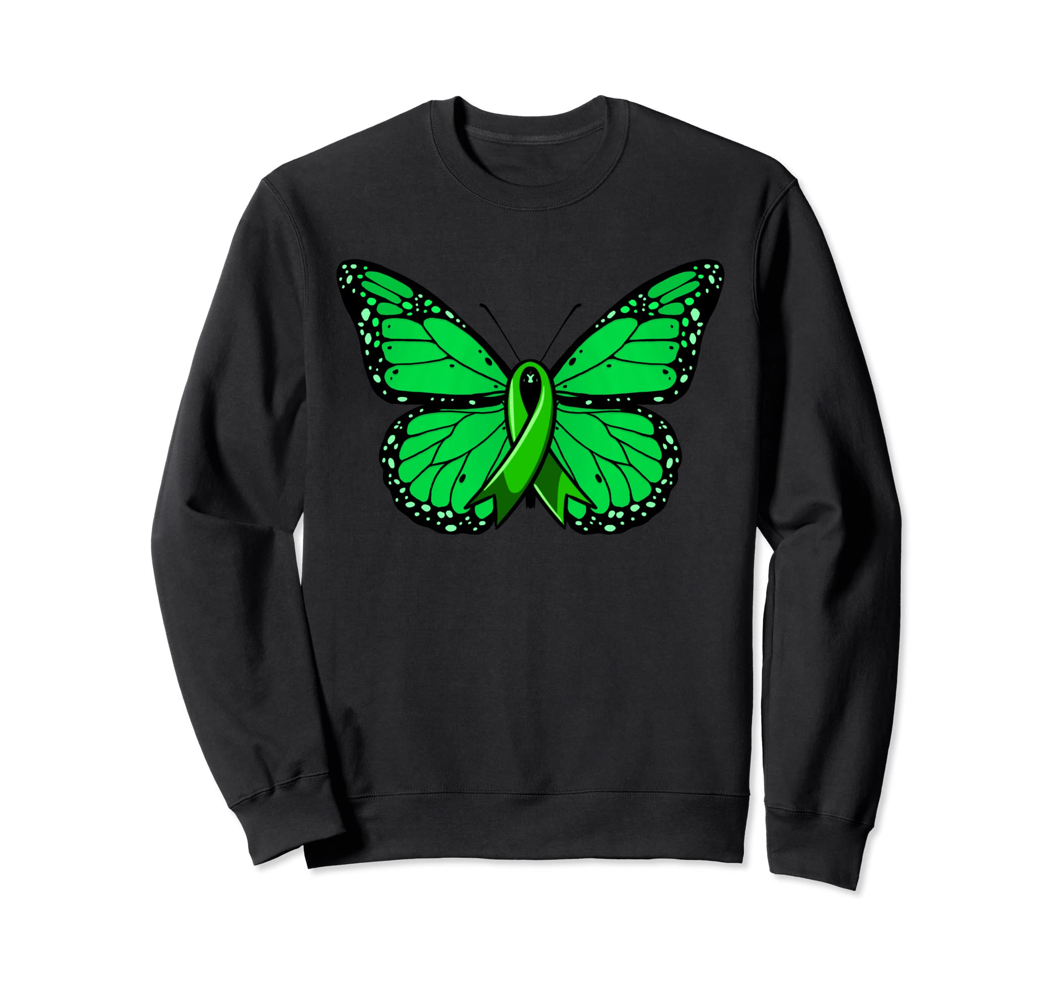 Green Ribbon Butterfly Womens Sweatshirt - Unique Graphic for Adults - T-Shirt, Sweatshirt, Hoodie