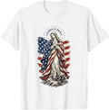 Patroness of America Virgin Mary July 4th US Flag Catholic T-Shirt Unisex T-shirt, Sweatshirt, Hoodie, Long Sleeve Tee - T-Shirt, Sweatshirt, Hoodie