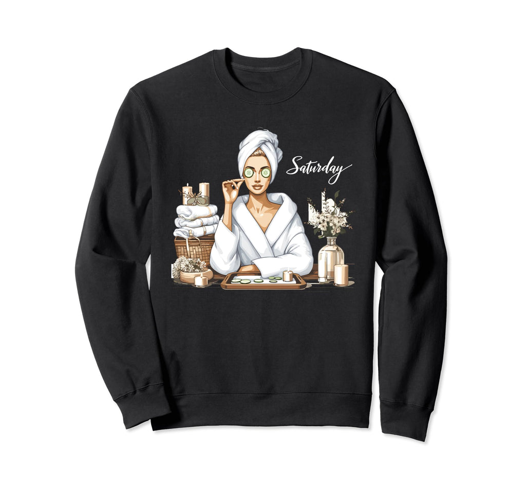 Saturday Spa Day Diva Self Care Sweatshirt - Minimalist Print Men Women - T-Shirt, Sweatshirt, Hoodie