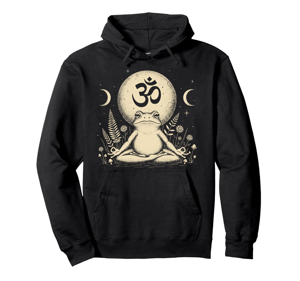 Meditating Frog Om Symbol Hoodie - Casual Everyday Wear for Adults - T-Shirt, Sweatshirt, Hoodie