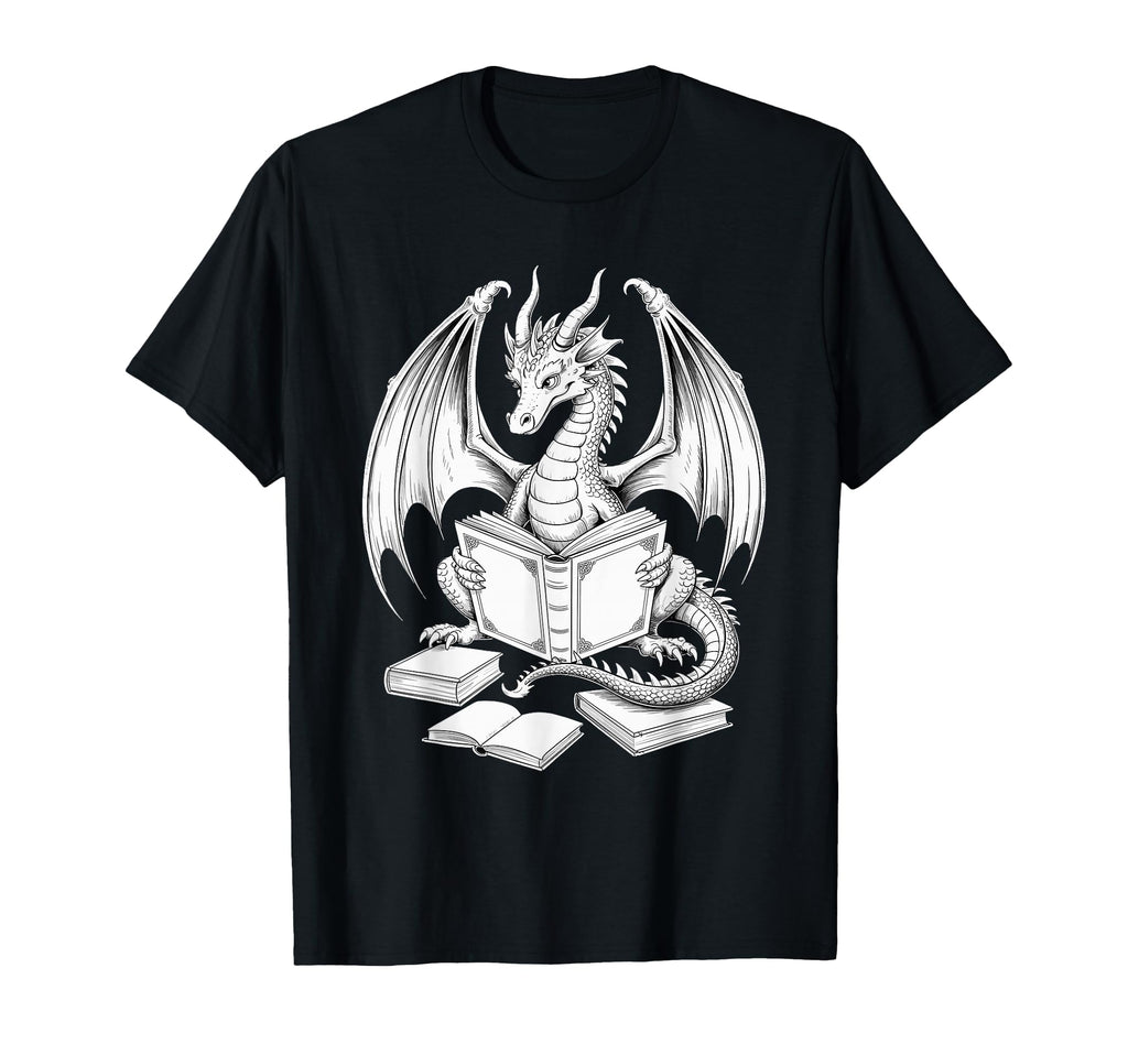 Dragon Reading Book Bookworm Books T-Shirt - Unique Graphic Men Women - T-Shirt, Sweatshirt, Hoodie
