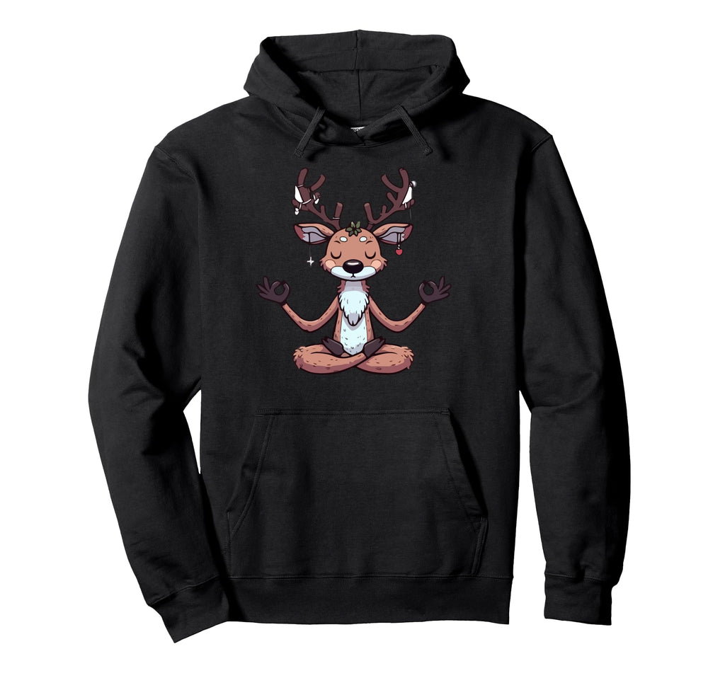 Meditation Reindeer Yoga Pose Hoodie - Casual Everyday Wear for Adults - T-Shirt, Sweatshirt, Hoodie