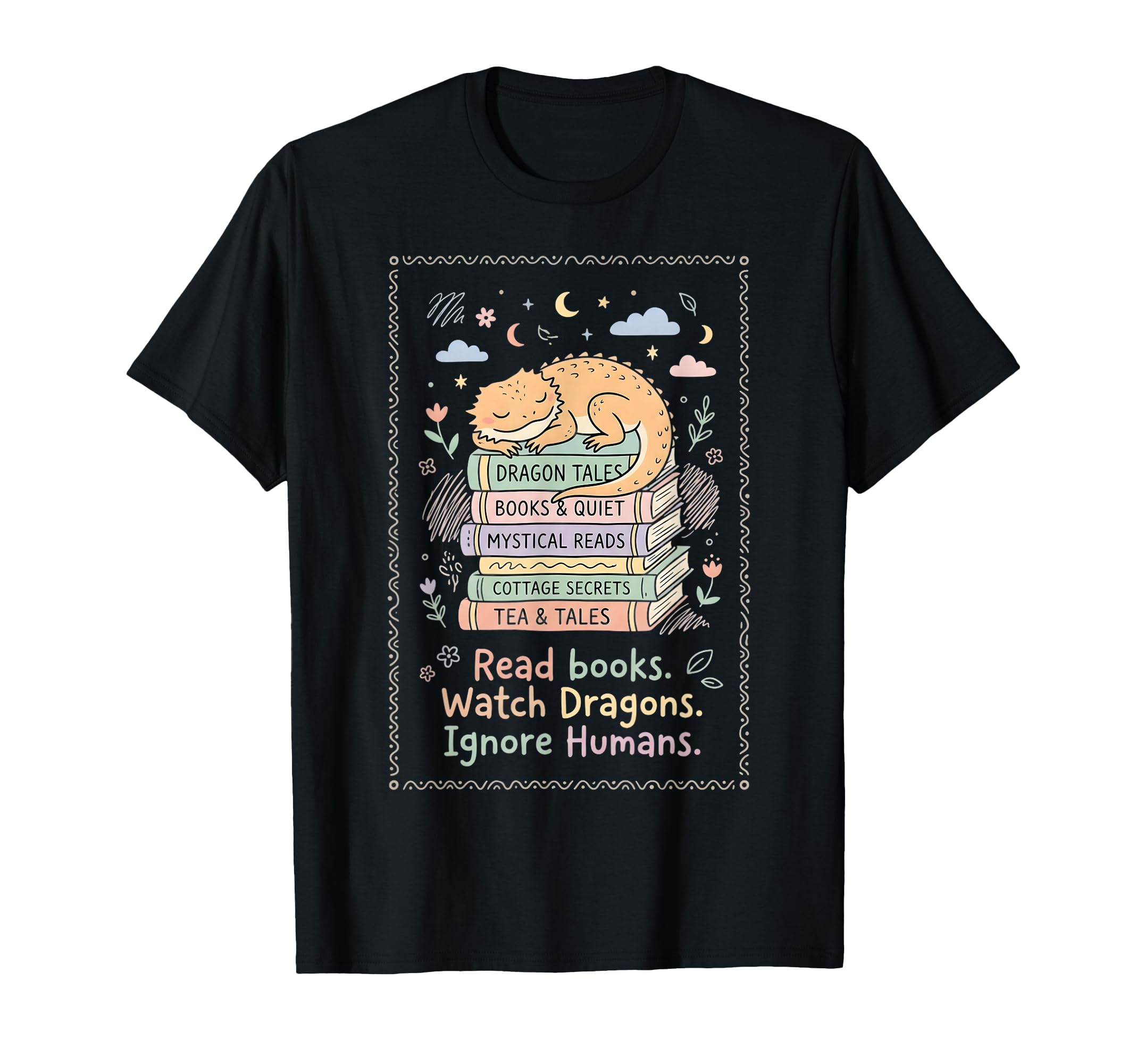 Bearded Dragon Bookworm Sarcastic Quiet T-Shirt - Trendy Graphic Unisex - T-Shirt, Sweatshirt, Hoodie