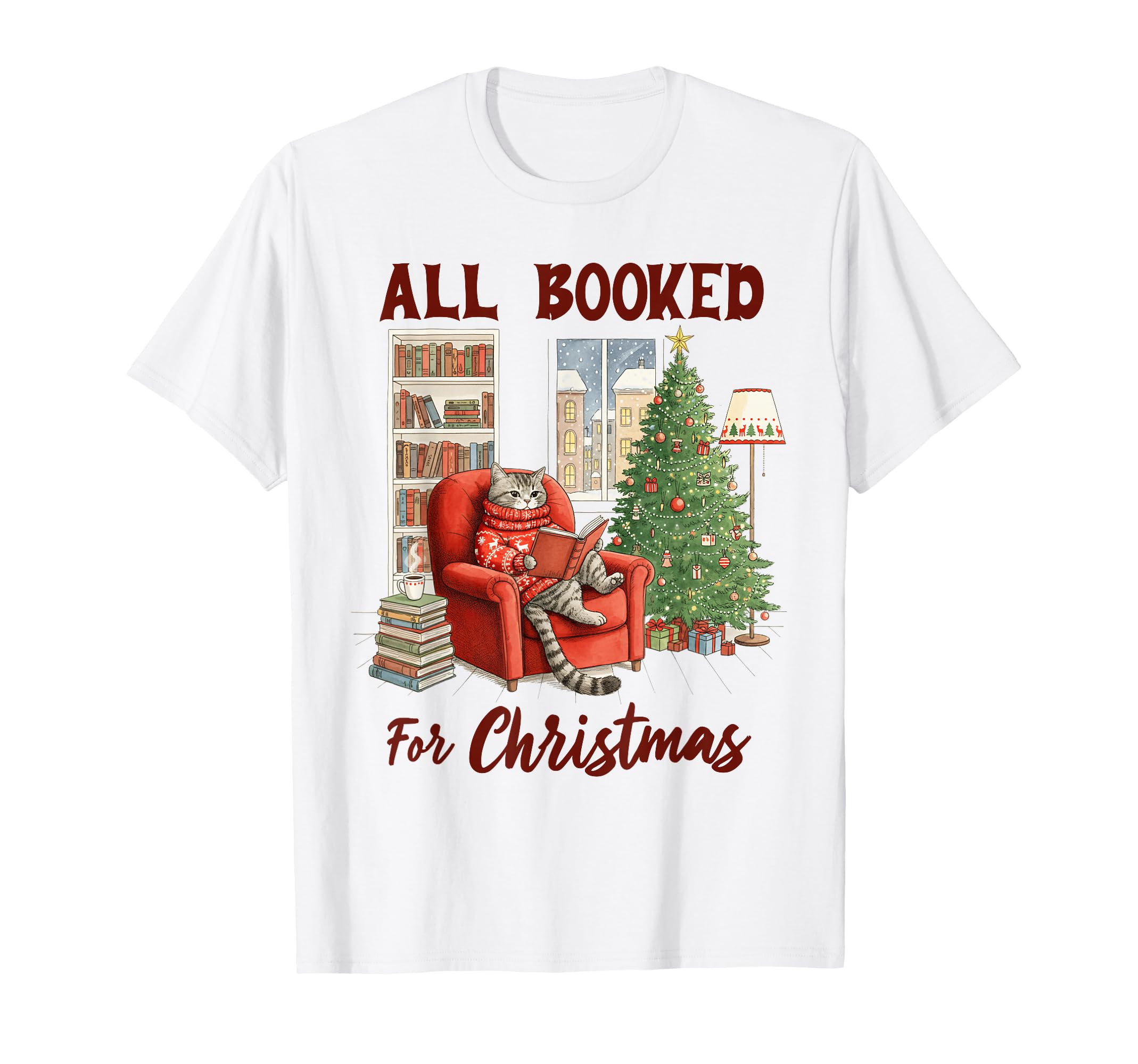 Cat Reading Book Lover Vibes All T-Shirt - Casual Everyday Wear for Adults - T-Shirt, Sweatshirt, Hoodie