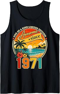 Awesome Since 1971 Vintage Beach Tropical 55th Birthday Tank Top Unisex T-shirt, Sweatshirt, Hoodie, Long Sleeve Tee - T-Shirt, Sweatshirt, Hoodie