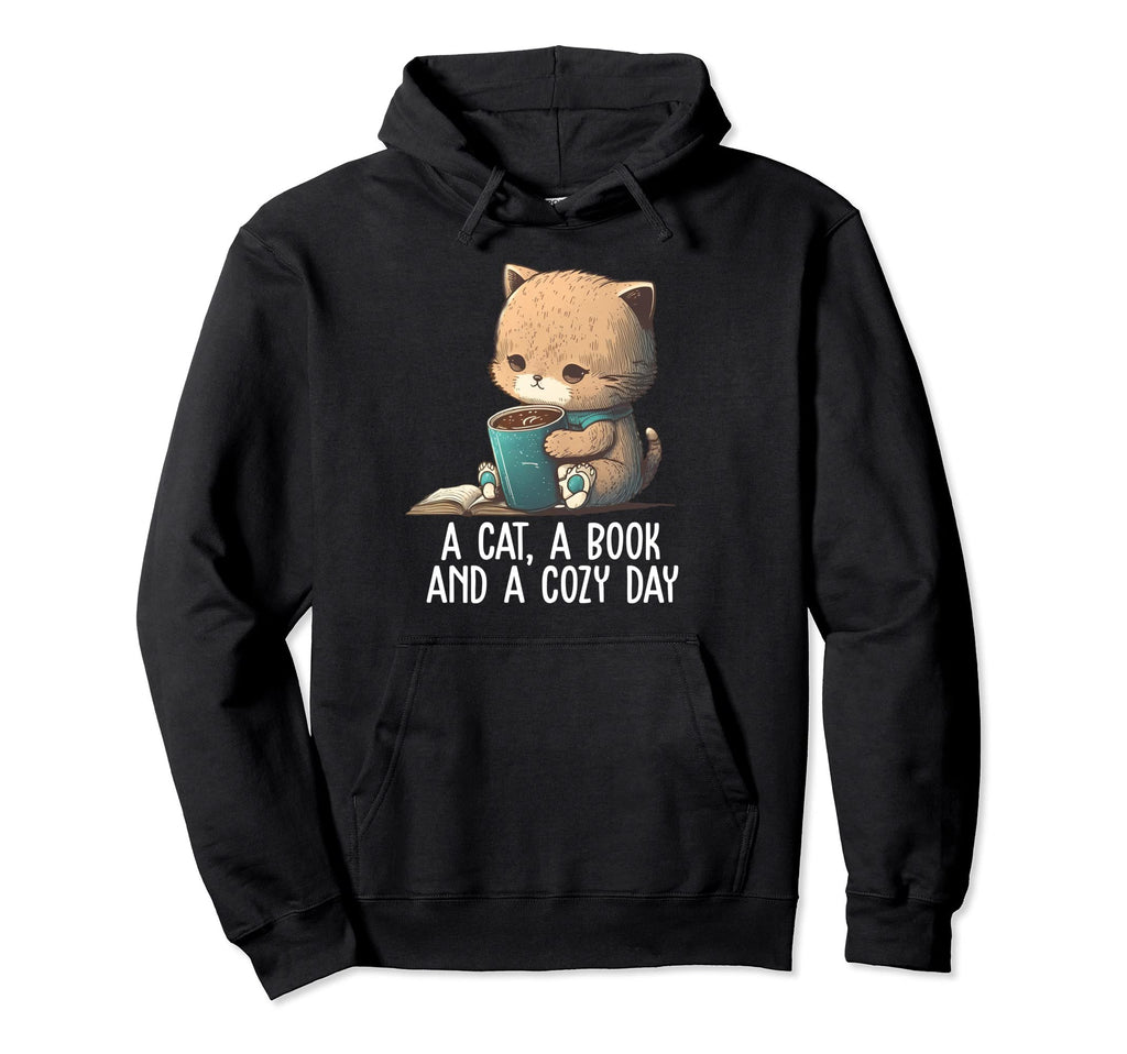 Cat Book And Cozy Day Book Lover Book Hoodie - Custom Art Print Unisex - T-Shirt, Sweatshirt, Hoodie