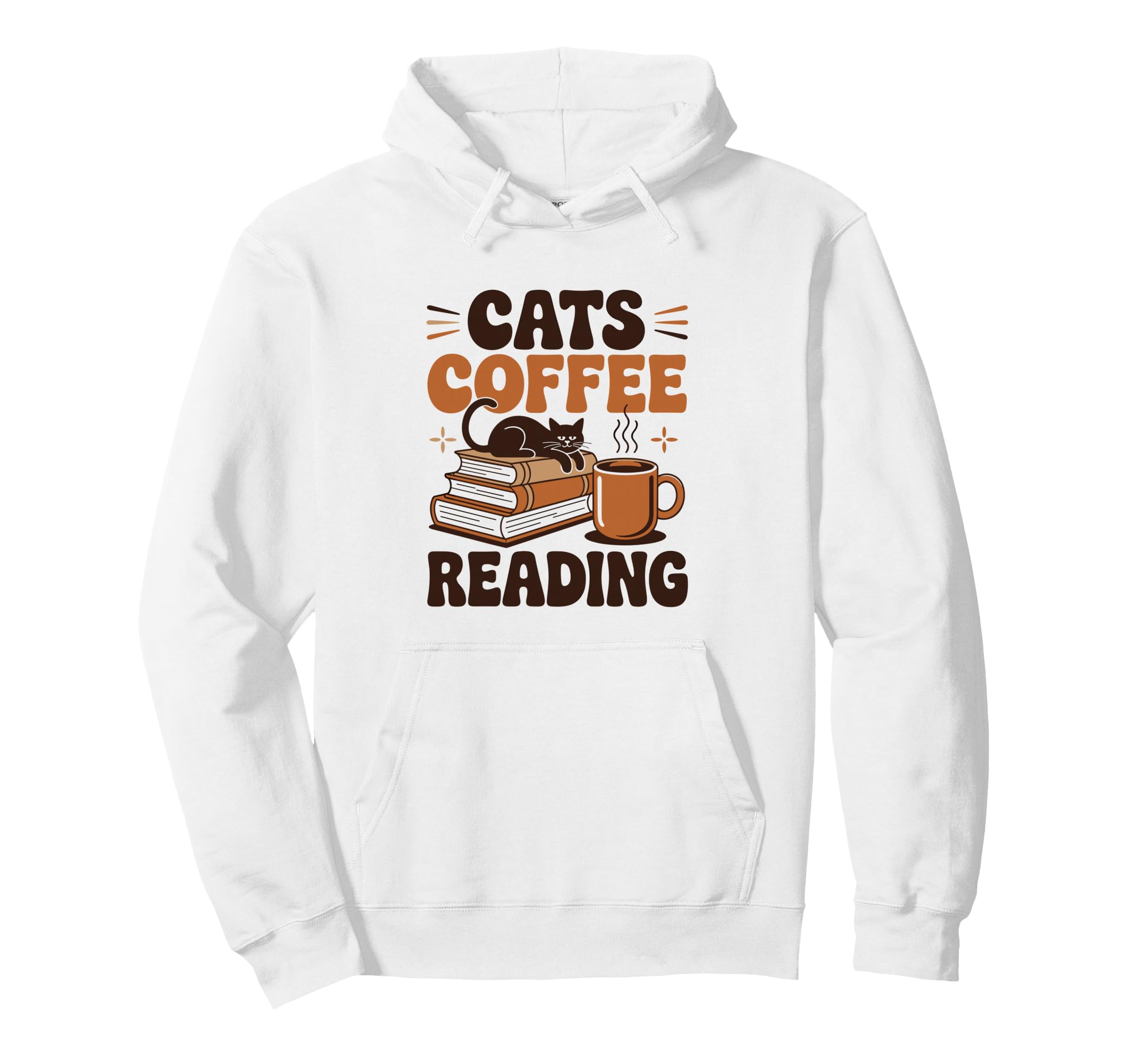 Cats Coffee Reading Funny Book Lover Hoodie - Graphic Print Unisex - T-Shirt, Sweatshirt, Hoodie