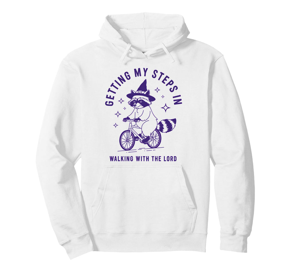 Getting My Steps Walking Lord Raccoon Hoodie - Aesthetic Graphic for Adults - T-Shirt, Sweatshirt, Hoodie