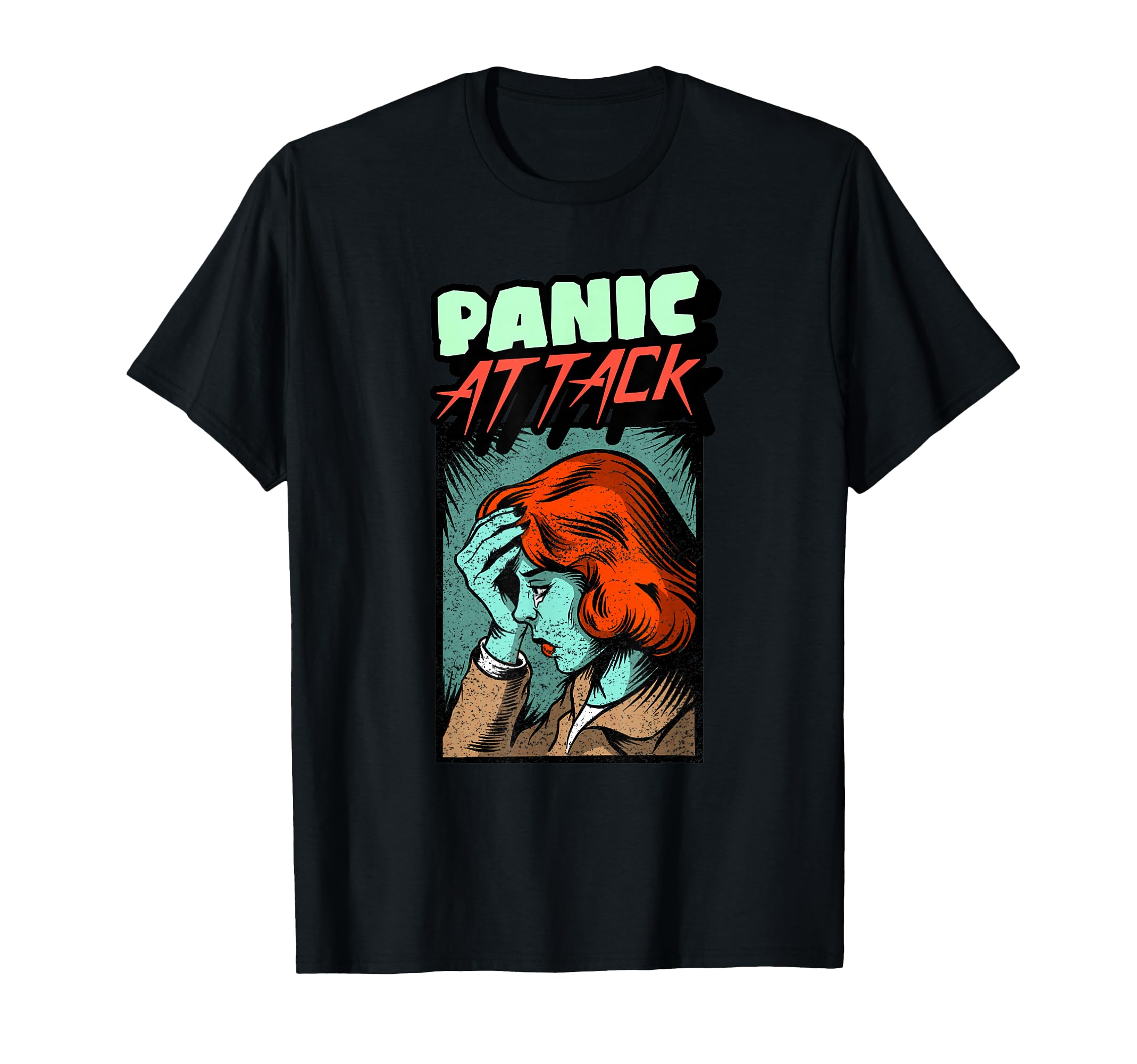 Comic Panic Attack Illustration Mental T-Shirt - Trendy Graphic Men Women - T-Shirt, Sweatshirt, Hoodie