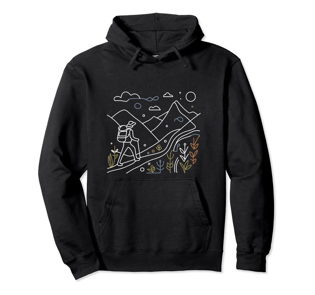 Summit Hiker Minimalist Abstract Line Hoodie - Custom Art Print Men Women - T-Shirt, Sweatshirt, Hoodie