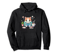 Cat Book Reading Coffee Lover Hoodie - Casual Everyday Wear Men Women - T-Shirt, Sweatshirt, Hoodie