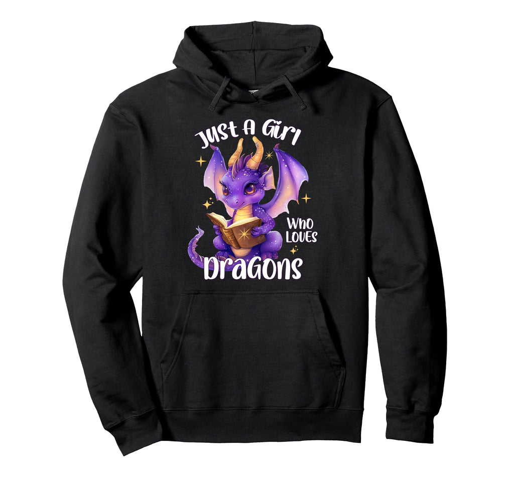 Just Who Loves Dragons Books Magical Hoodie - Aesthetic Graphic Unisex - T-Shirt, Sweatshirt, Hoodie