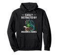 Easily Distracted Dragons And Books Dragons Hoodie - Trendy Graphic Unisex - T-Shirt, Sweatshirt, Hoodie
