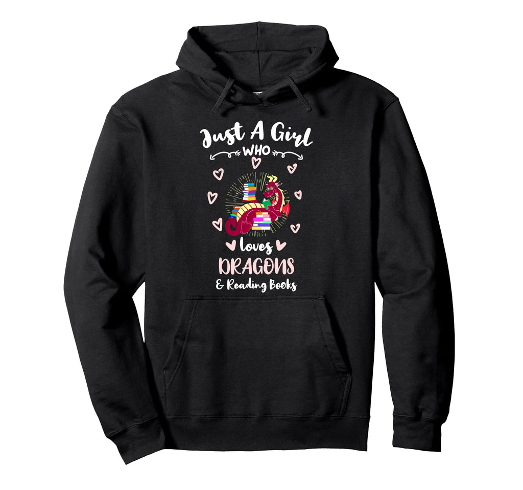 Just Who Loves Dragons And Reading Hoodie - Minimalist Print for Adults - T-Shirt, Sweatshirt, Hoodie