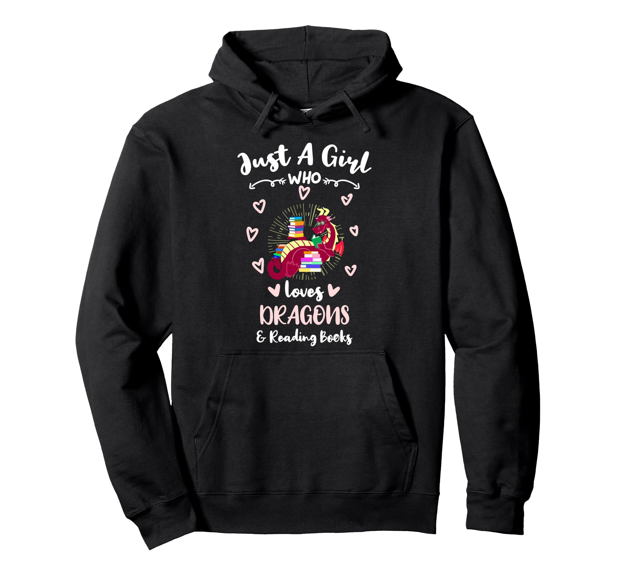 Just Who Loves Dragons And Reading Hoodie - Minimalist Print for Adults - T-Shirt, Sweatshirt, Hoodie