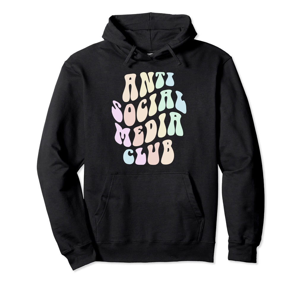 Groovy Anti Social Media Club Hoodie - Casual Everyday Wear Men Women - T-Shirt, Sweatshirt, Hoodie