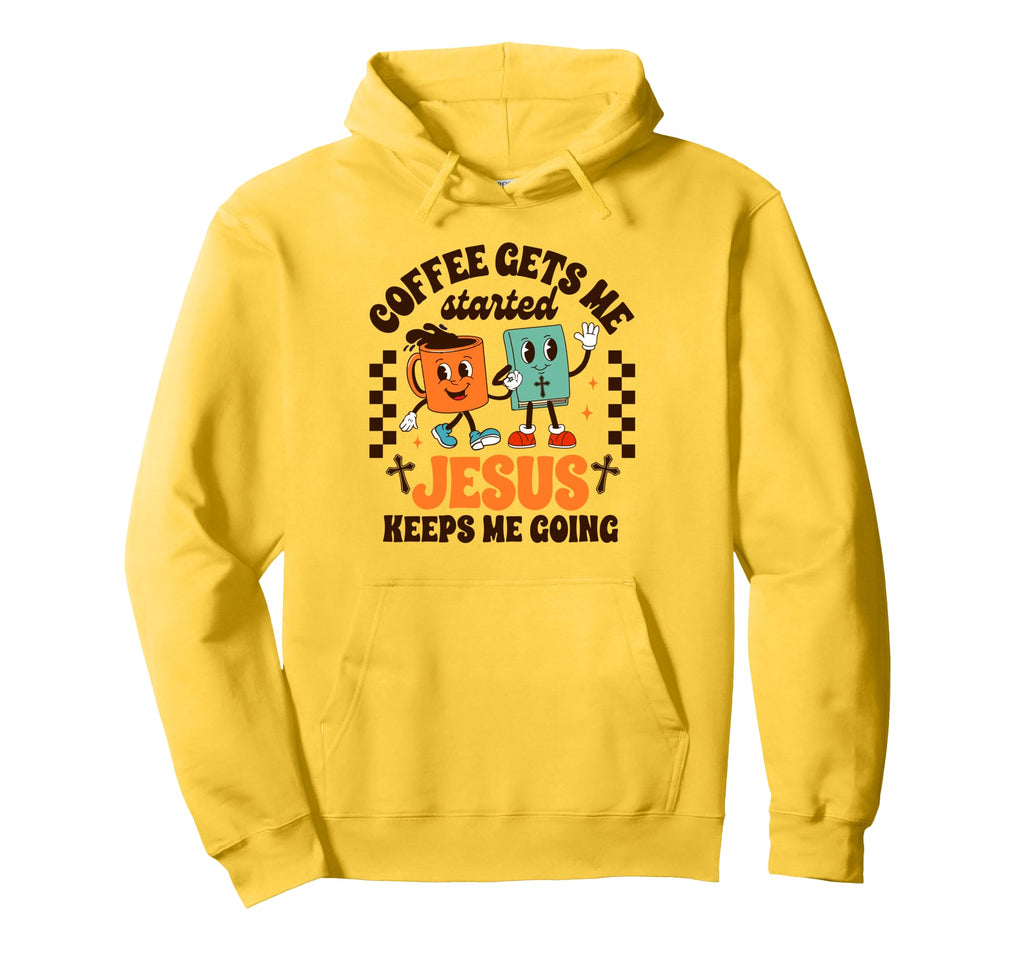 Coffee Lover Coffee Gets Me Started Hoodie - Unique Graphic for Adults - T-Shirt, Sweatshirt, Hoodie