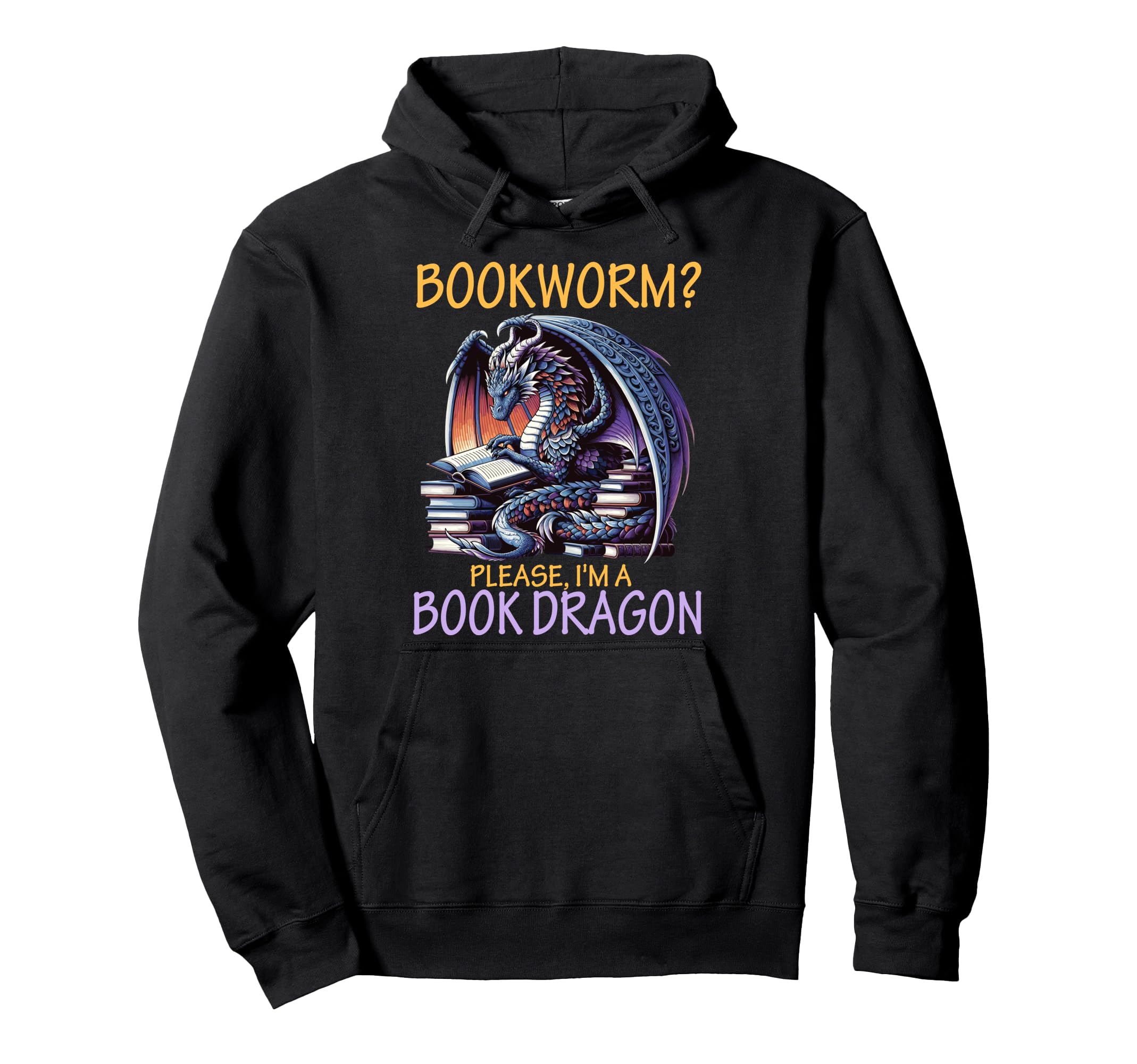 Bookworm Gift Book Dragon Reader Library Hoodie - Custom Art Print Unisex - T-Shirt, Sweatshirt, Hoodie