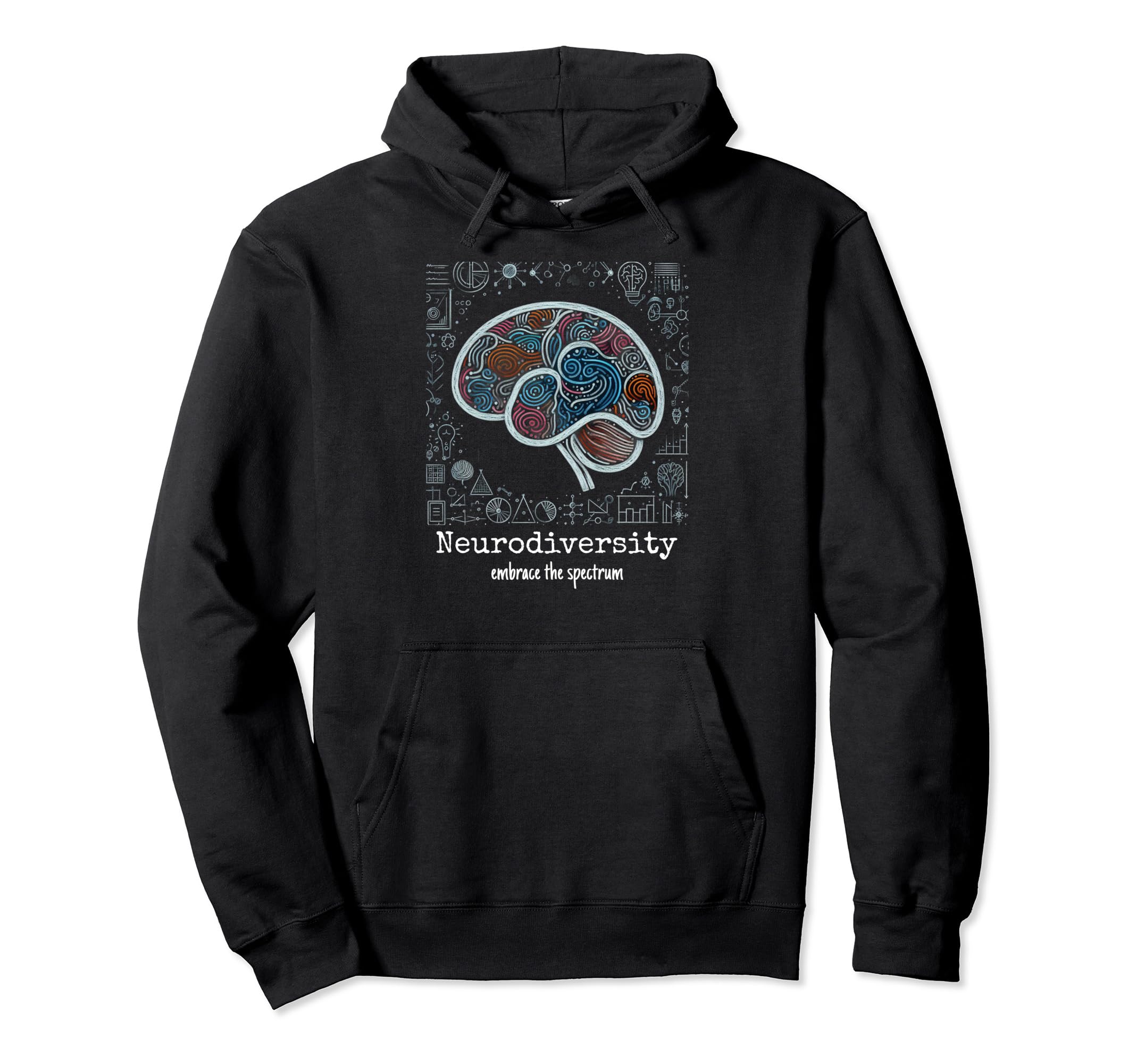 Colorful Rainbow Brain Neurodiversity Hoodie - Aesthetic Graphic Men Women - T-Shirt, Sweatshirt, Hoodie
