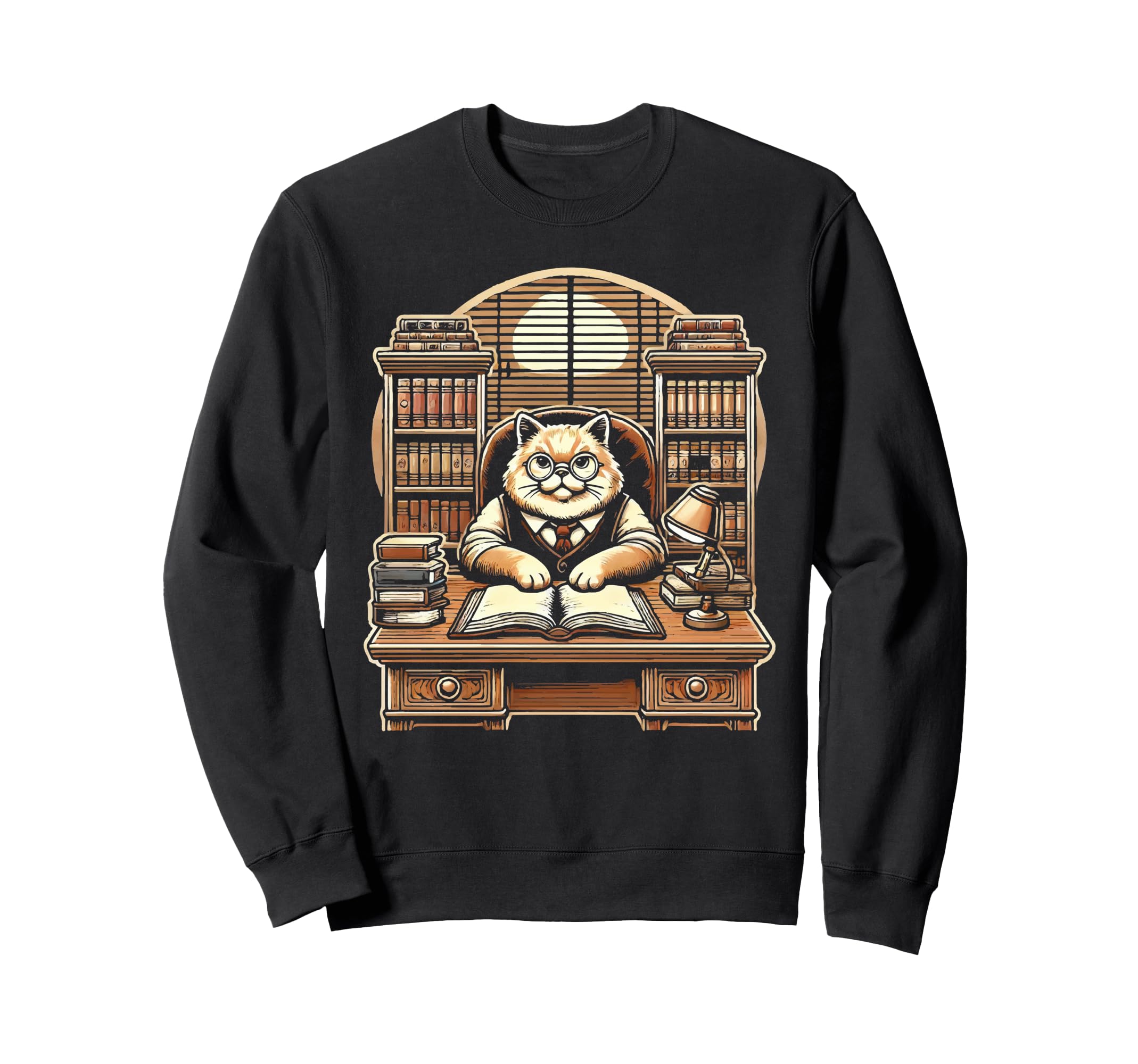 Cat Librarian Library Book Reading Sweatshirt - Minimalist Print Men Women - T-Shirt, Sweatshirt, Hoodie