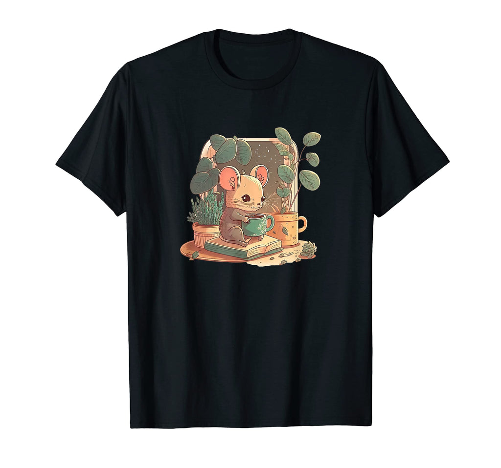 Mouses Mini Library Books Coffee T-Shirt - Streetwear Style Unisex - T-Shirt, Sweatshirt, Hoodie
