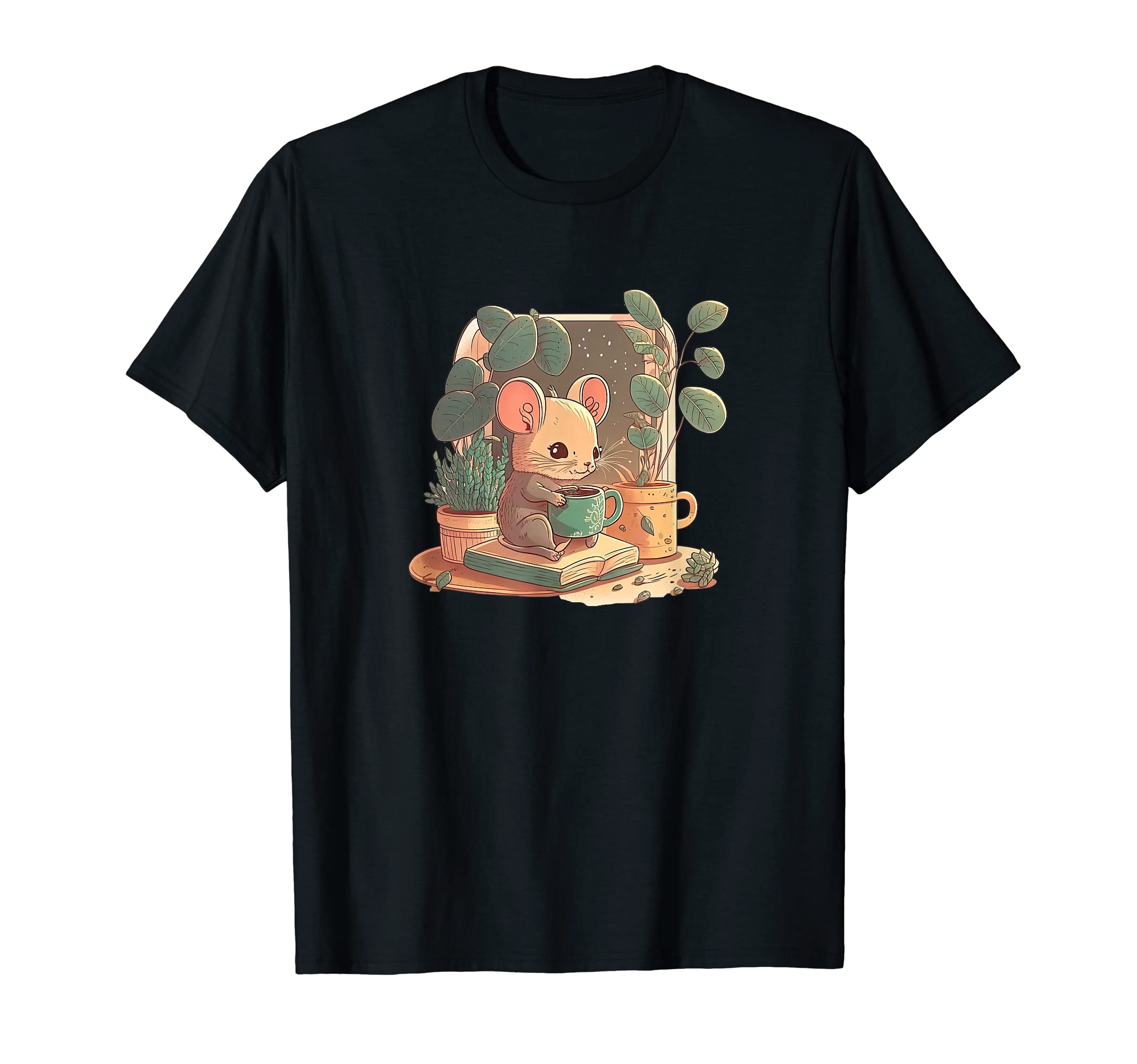 Mouses Mini Library Books Coffee T-Shirt - Streetwear Style Unisex - T-Shirt, Sweatshirt, Hoodie