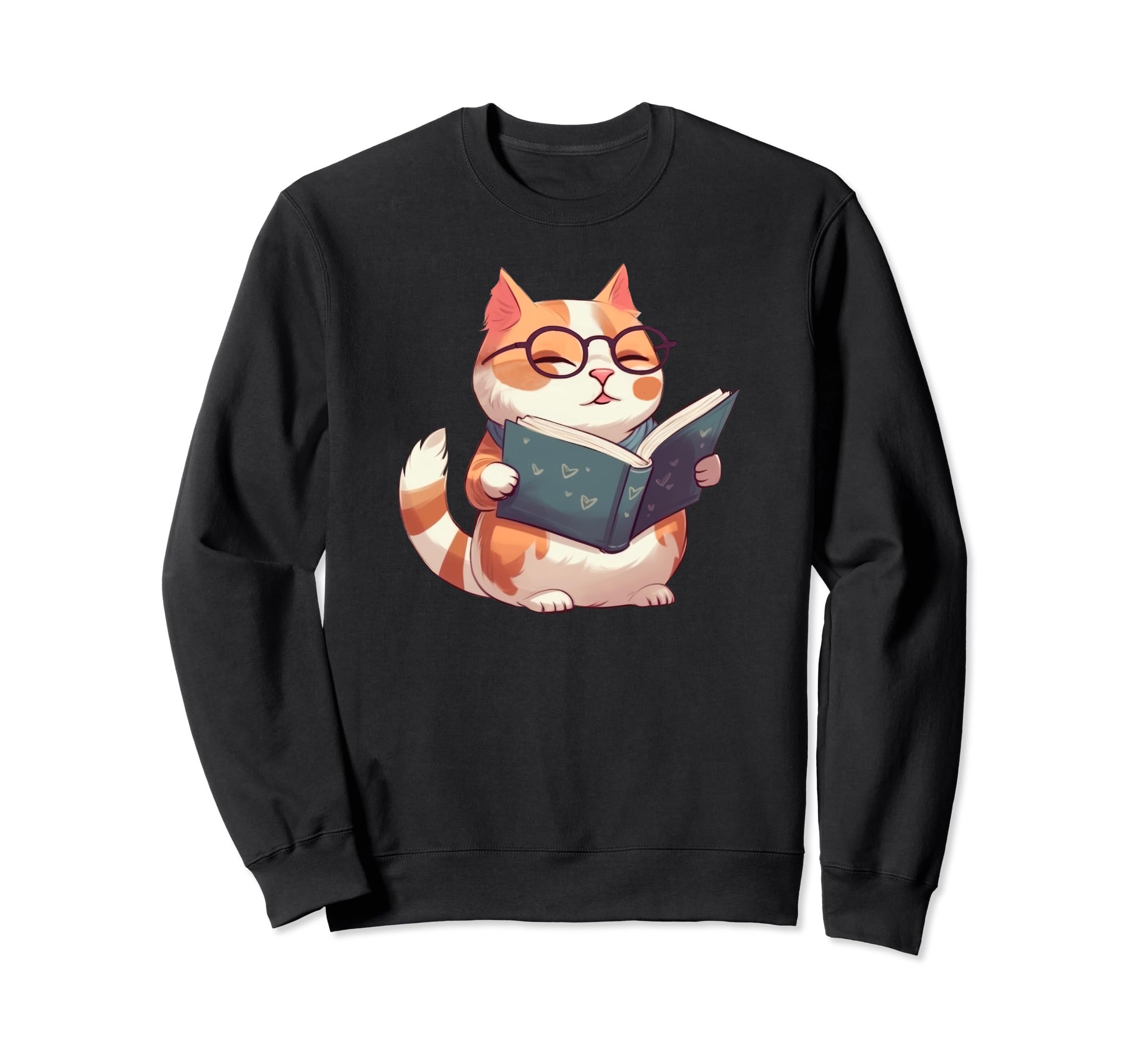 Reading Cat Literature Enthusiasts Sweatshirt - Unique Graphic Men Women - T-Shirt, Sweatshirt, Hoodie