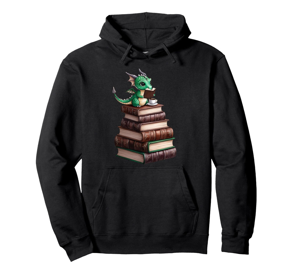Librarian Bibliophile Reading Dragon Hoodie - Fun Novelty Design Men Women - T-Shirt, Sweatshirt, Hoodie
