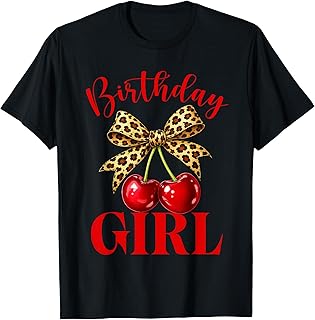 Birthday Girl Leopard Coquette Bow Red Cherry Bday Women T-Shirt Unisex T-shirt, Sweatshirt, Hoodie, Long Sleeve Tee - T-Shirt, Sweatshirt, Hoodie