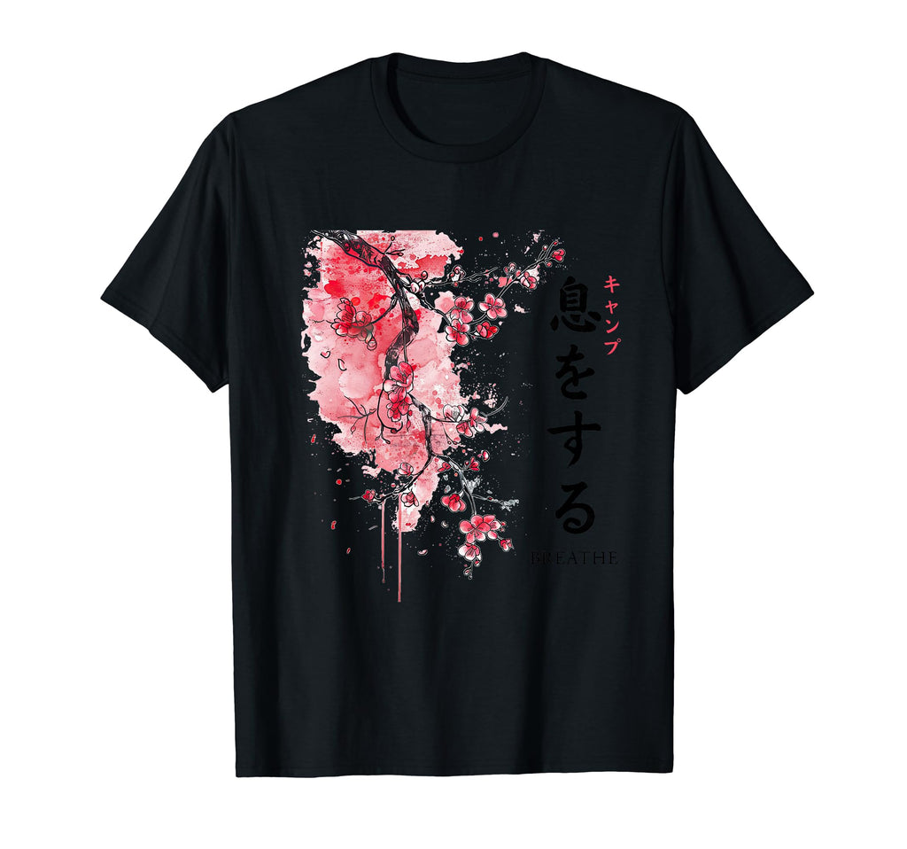 Breathe Kanji Sakura Flower Zen T-Shirt - Trendy Graphic for Adults - T-Shirt, Sweatshirt, Hoodie