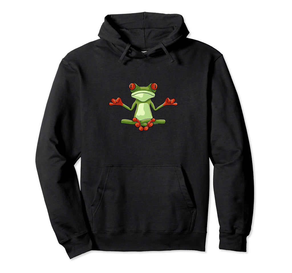 Meditation Zen Frog Yoga Pose Relaxaing Hoodie - Minimalist Print Unisex - T-Shirt, Sweatshirt, Hoodie