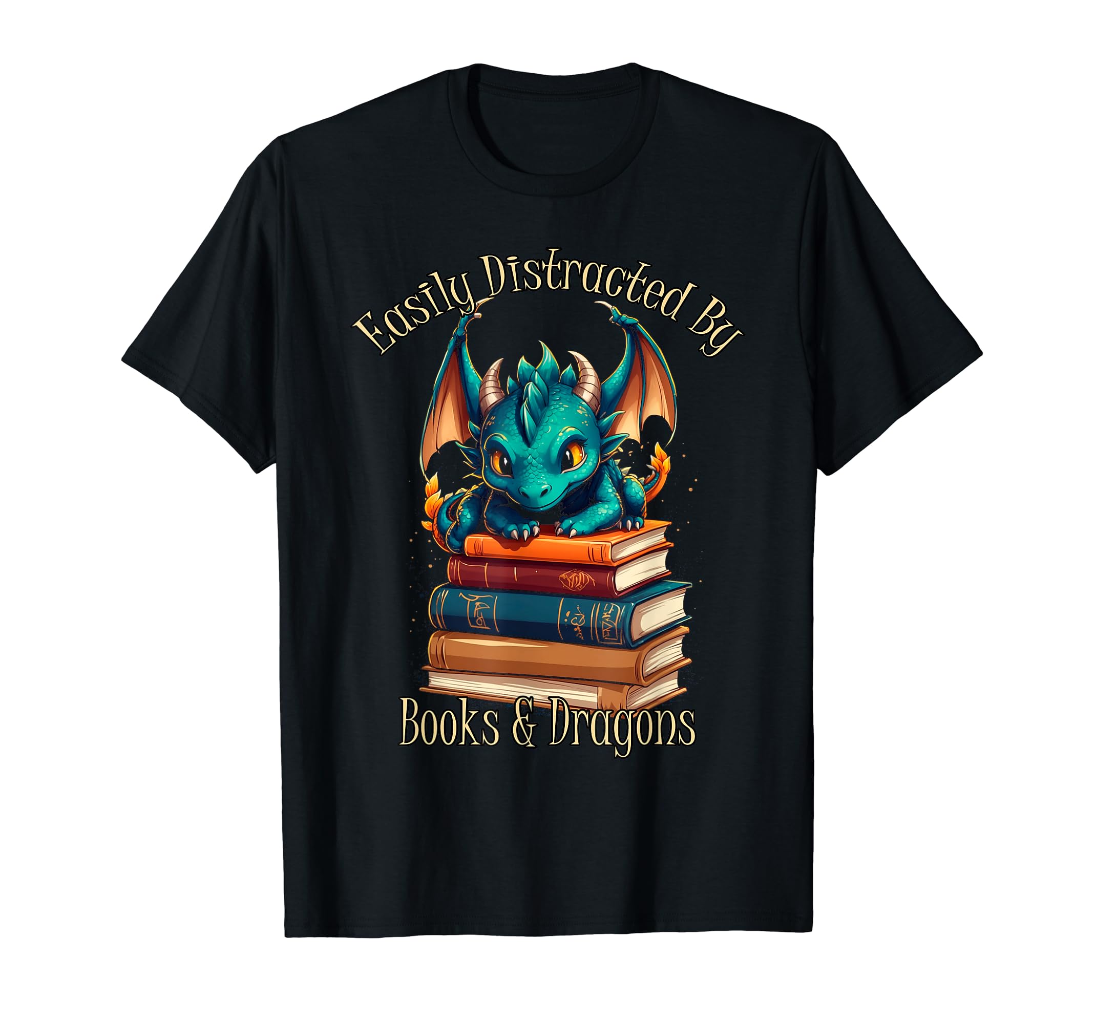 Easily Distracted Books Dragons Funny Book T-Shirt - Unique Graphic Unisex - T-Shirt, Sweatshirt, Hoodie