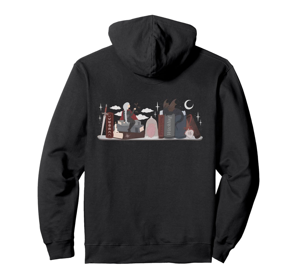Fantasy Bookshelf Dragon Witchy Hoodie - Novelty Apparel Men Women - T-Shirt, Sweatshirt, Hoodie