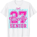 Girls Preppy Senior 2027 Class of 27 Coquette Bow Stripe T-Shirt Unisex T-shirt, Sweatshirt, Hoodie, Long Sleeve Tee - T-Shirt, Sweatshirt, Hoodie
