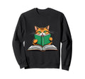 Cat Reading Book Nerd Kitty Sweatshirt - Custom Art Print for Adults - T-Shirt, Sweatshirt, Hoodie