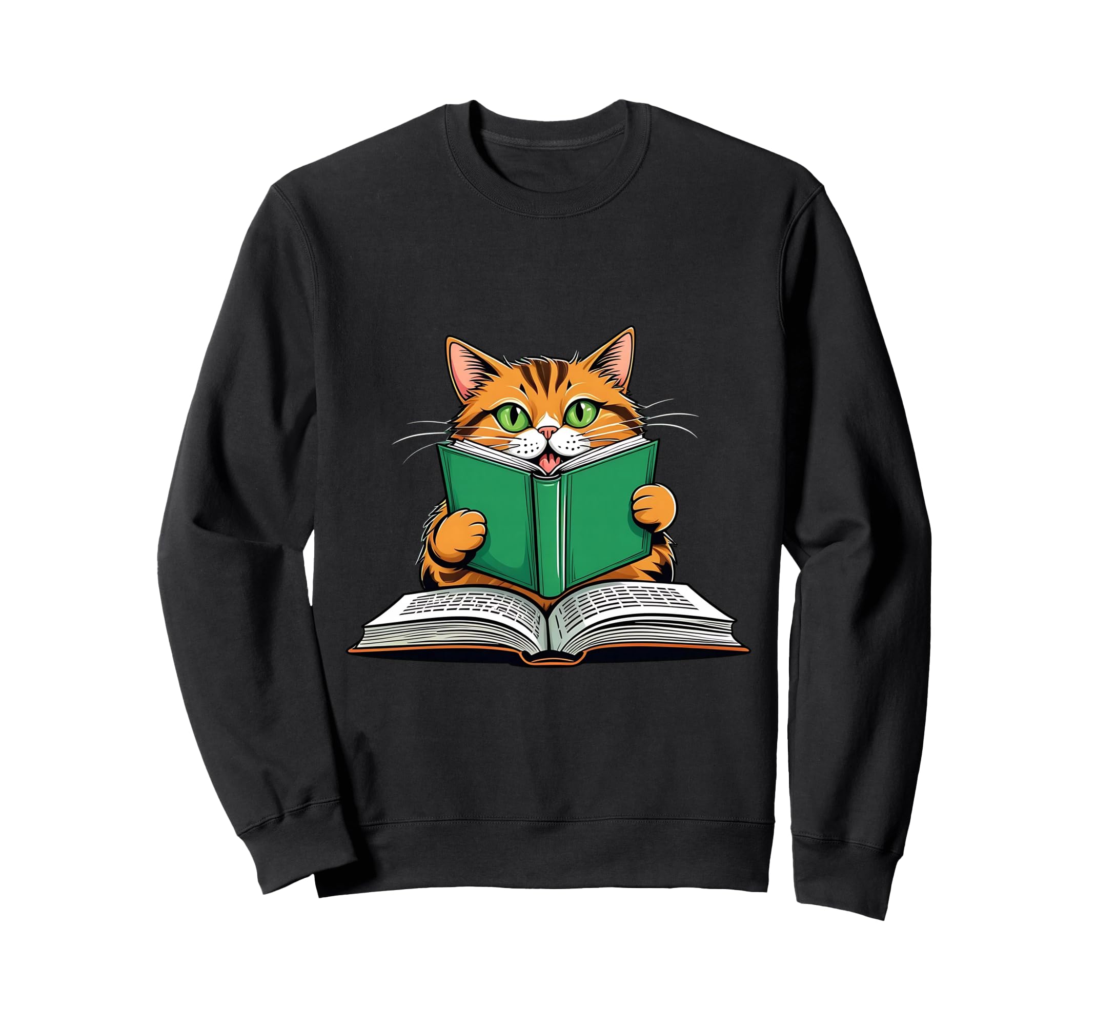 Cat Reading Book Nerd Kitty Sweatshirt - Custom Art Print for Adults - T-Shirt, Sweatshirt, Hoodie