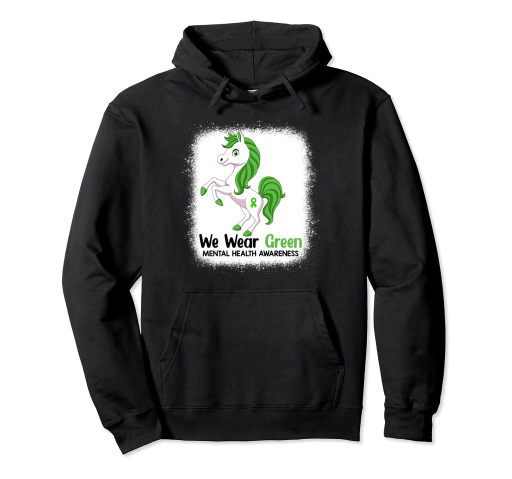 Unicorn Ribbon I Wear Green Mental Health Hoodie - Trendy Graphic Unisex - T-Shirt, Sweatshirt, Hoodie