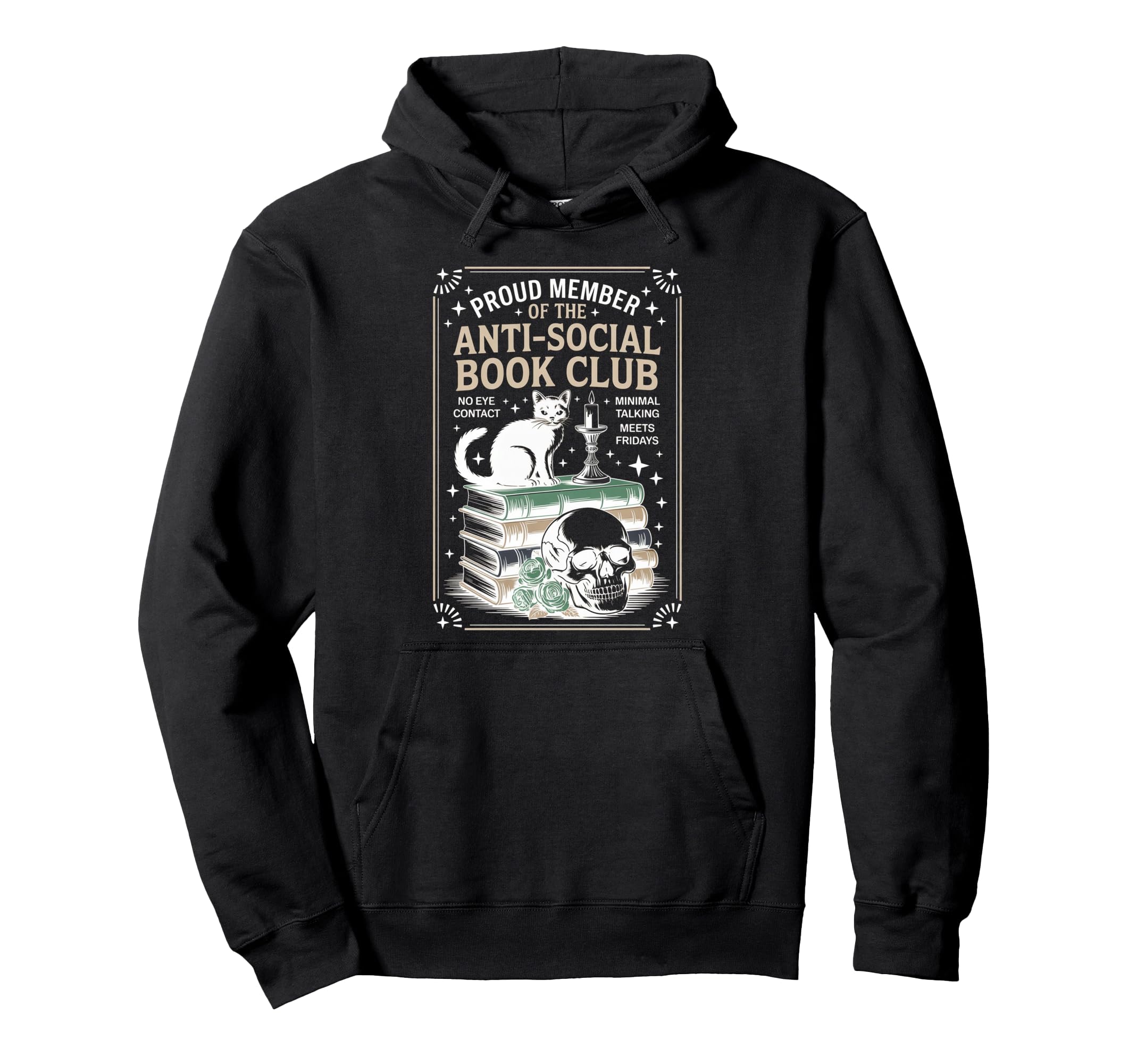 Anti Social Book Club Cat Hoodie - Trendy Graphic Men Women - T-Shirt, Sweatshirt, Hoodie