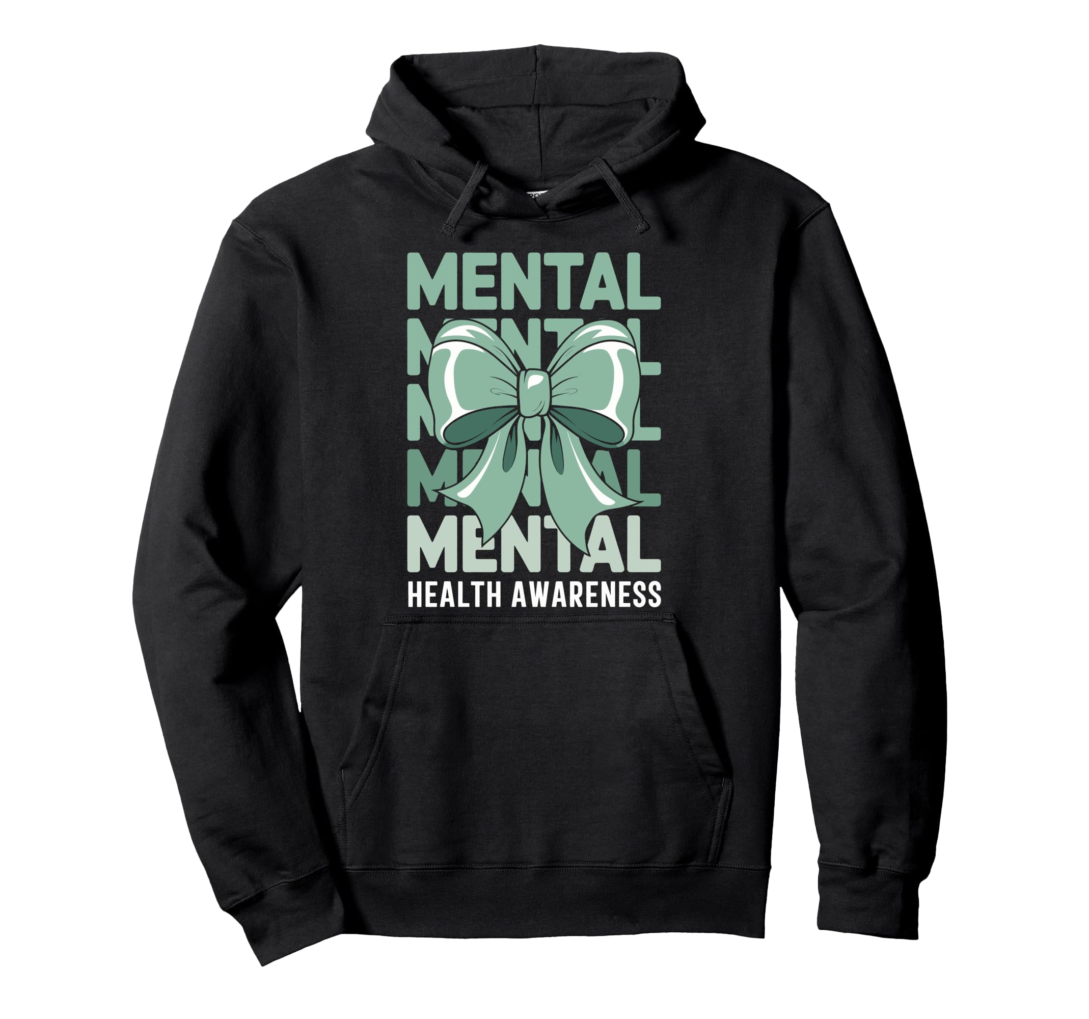 Green Coquette Bow Mental Health Hoodie - Streetwear Style for Adults - T-Shirt, Sweatshirt, Hoodie