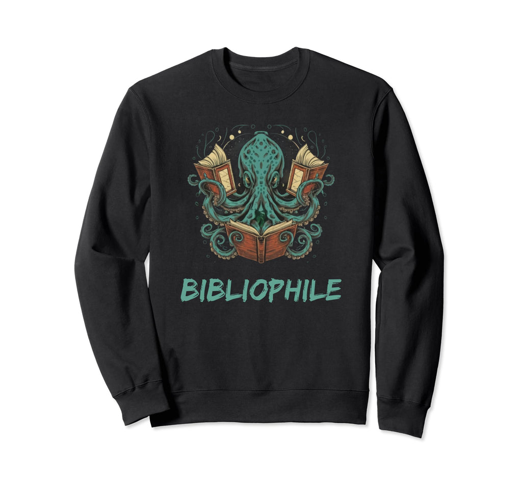 Octopus Bibliophile Reading Book Sweatshirt - Trendy Graphic for Adults - T-Shirt, Sweatshirt, Hoodie