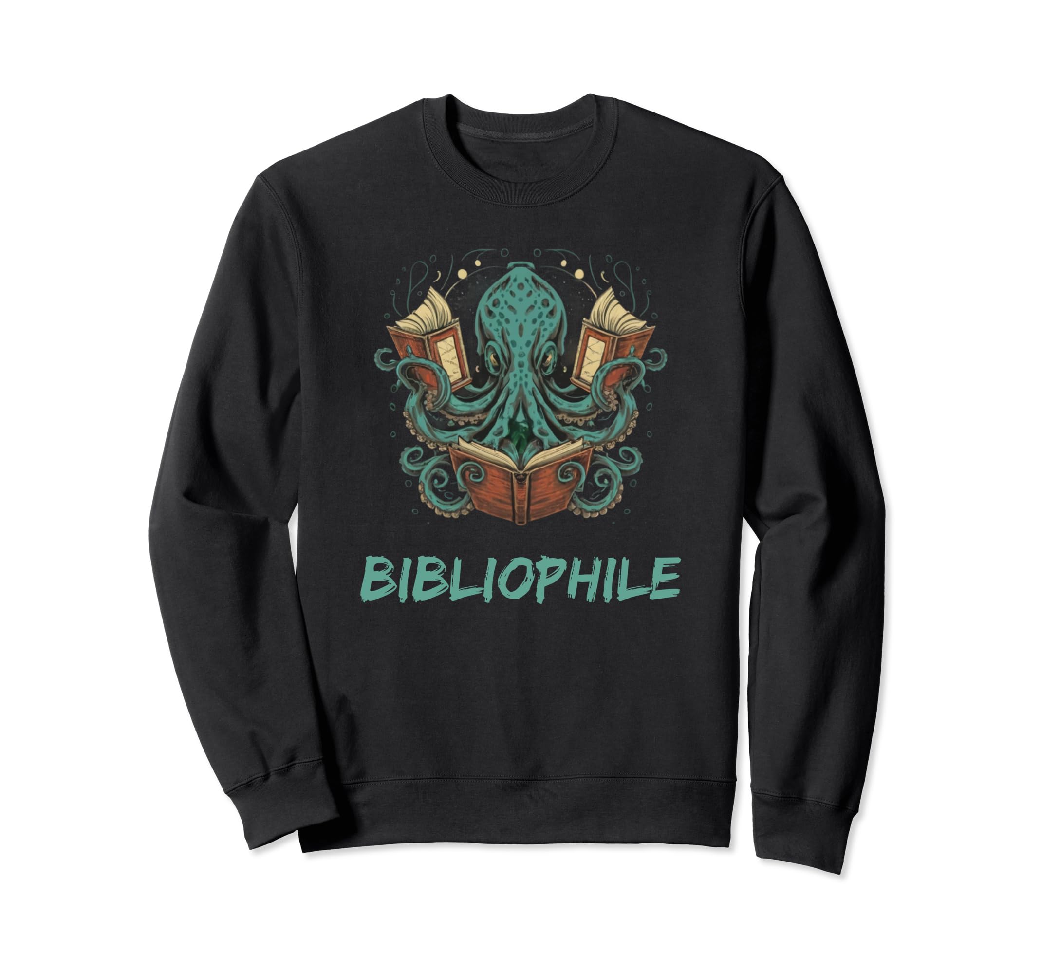 Octopus Bibliophile Reading Book Sweatshirt - Trendy Graphic for Adults - T-Shirt, Sweatshirt, Hoodie