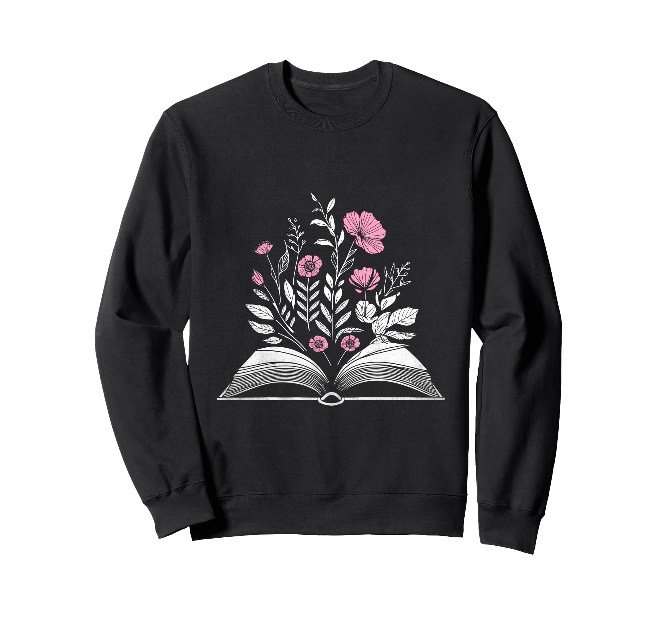 Book Flower Floral Reading Sweatshirt - Casual Everyday Wear Men Women - T-Shirt, Sweatshirt, Hoodie