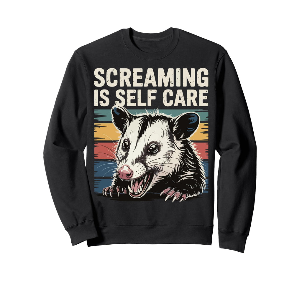 Opossum Therapeutic Screaming Stress T-Shirt - Custom Art Print for Adults - T-Shirt, Sweatshirt, Hoodie