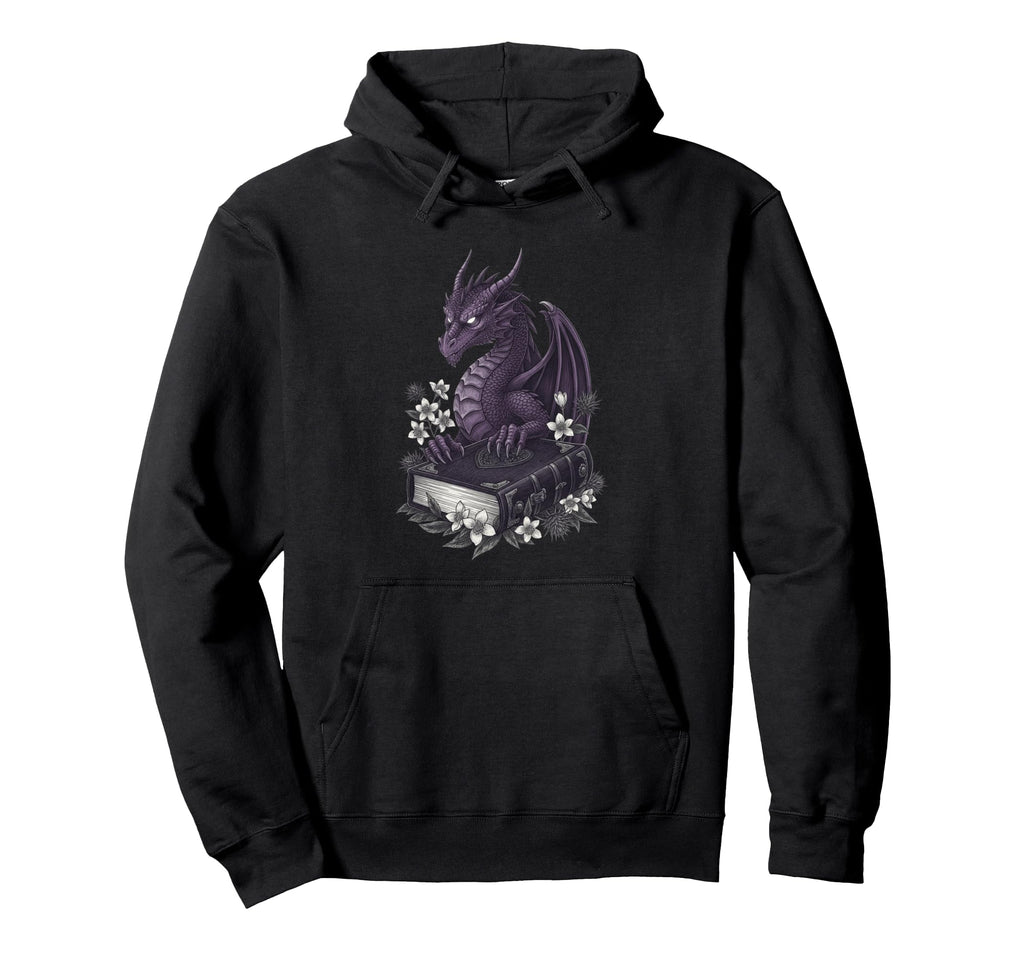 Dragon Reading Book Floral Hoodie - Fun Novelty Design Men Women - T-Shirt, Sweatshirt, Hoodie