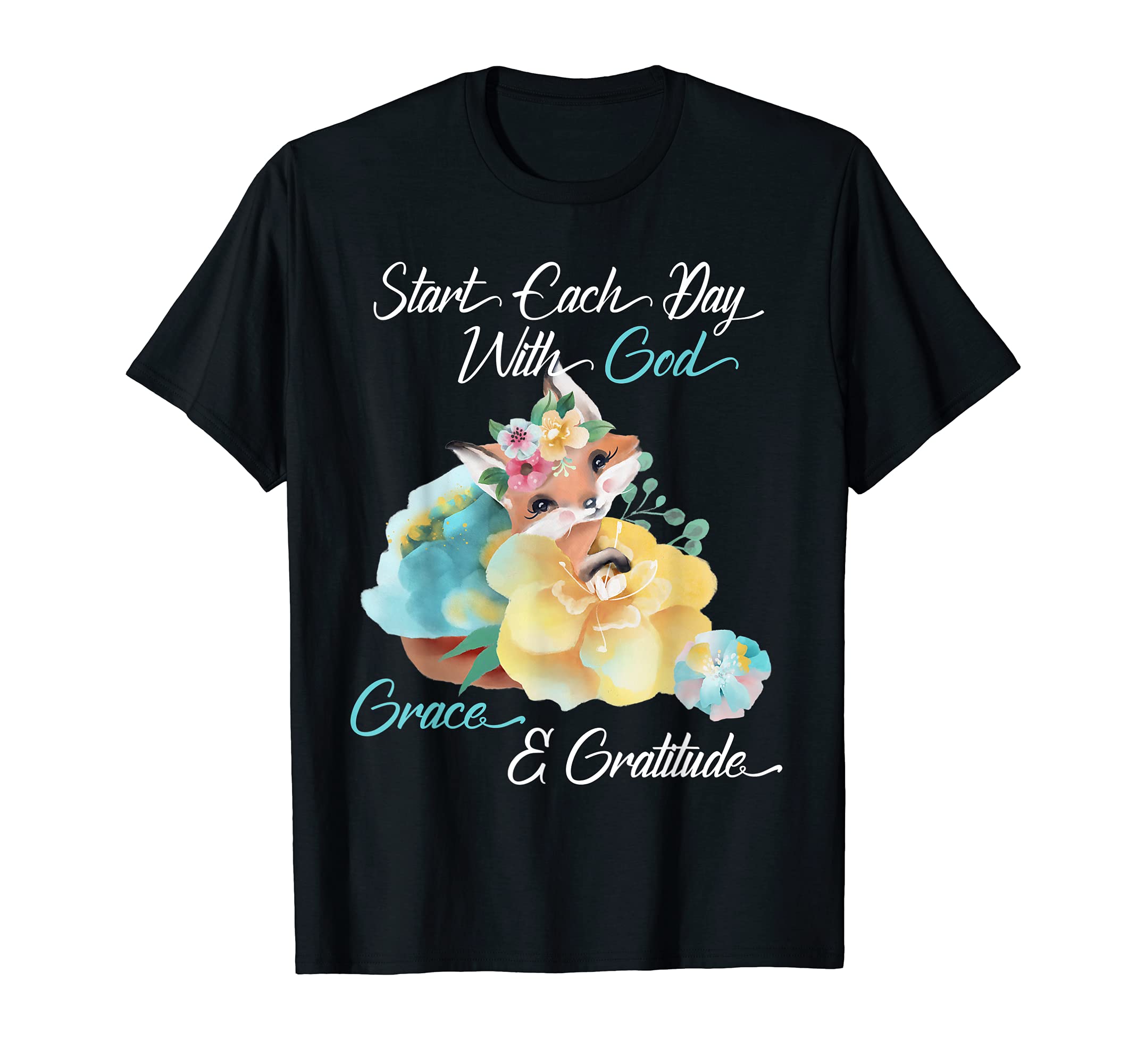 Christian Floral Fox God Grace T-Shirt - Novelty Apparel Men Women - T-Shirt, Sweatshirt, Hoodie