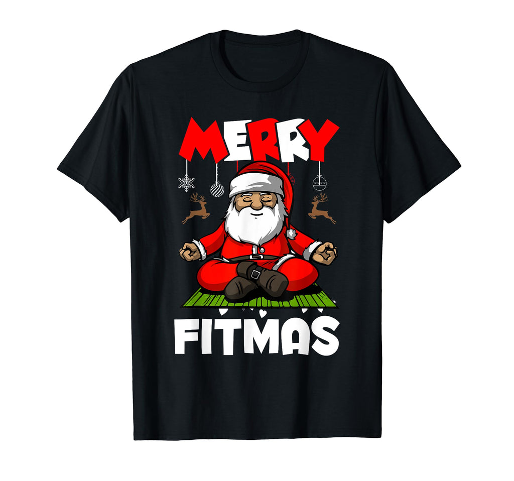 Merry Fitmas Santa Claus Yoga T-Shirt - Minimalist Print for Adults - T-Shirt, Sweatshirt, Hoodie