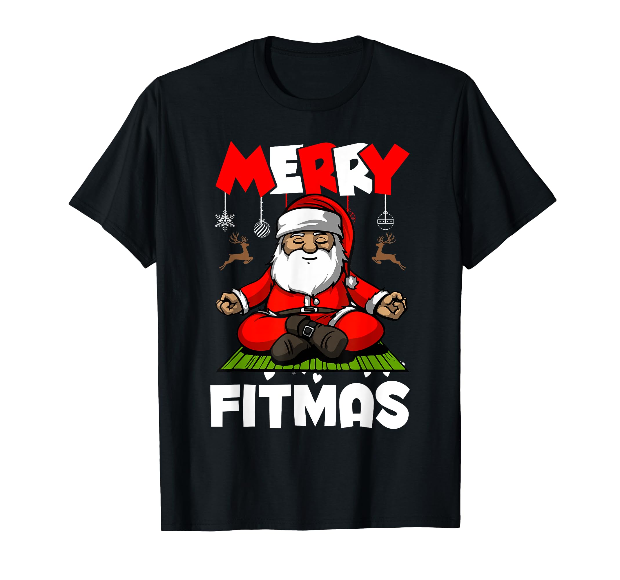 Merry Fitmas Santa Claus Yoga T-Shirt - Minimalist Print for Adults - T-Shirt, Sweatshirt, Hoodie