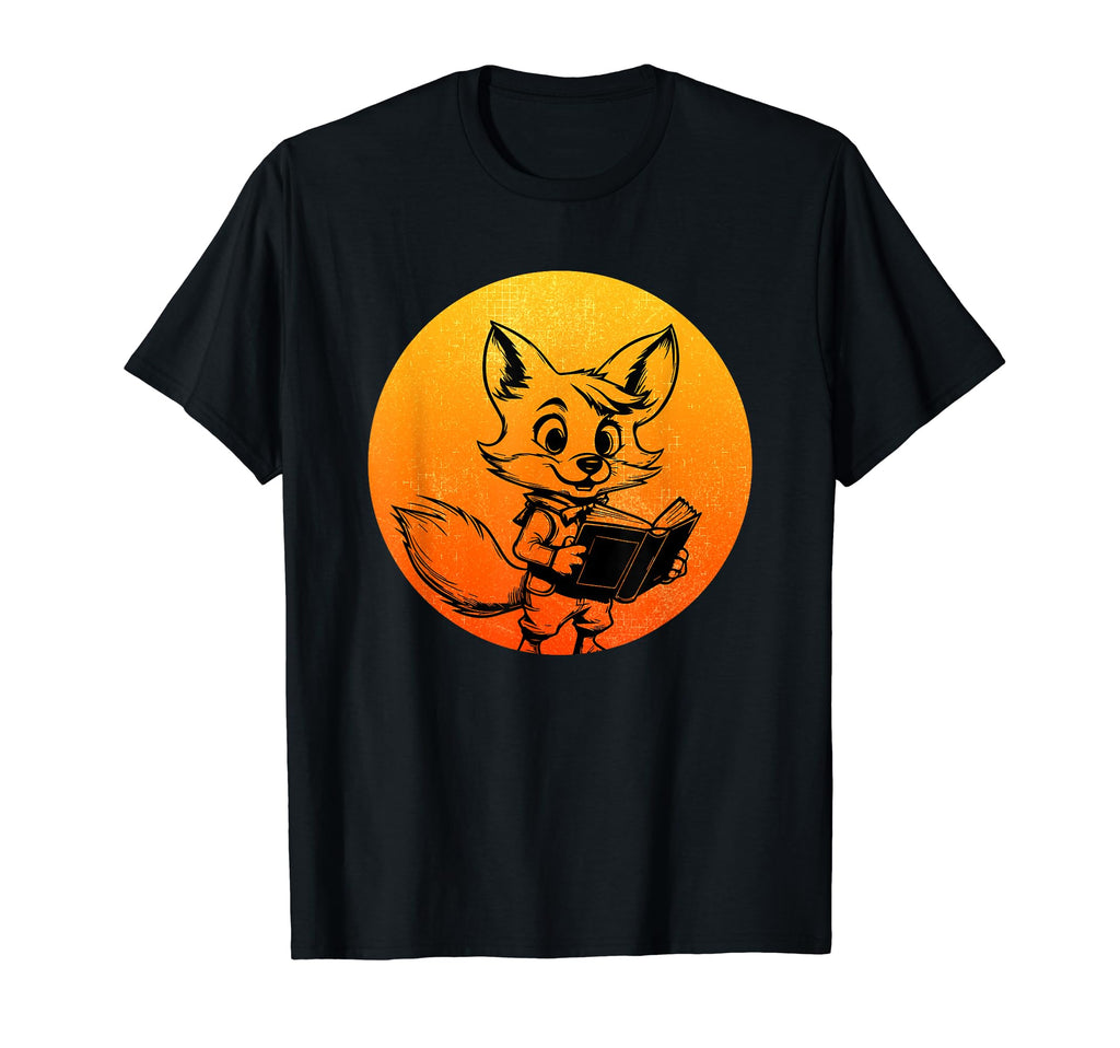 Fox Reading Books Literature Nature T-Shirt - Minimalist Print Unisex - T-Shirt, Sweatshirt, Hoodie